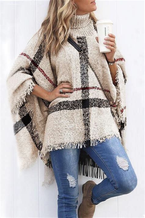 ellezarra burberry lattice cloak poncho sweater|More.